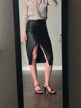 Black Midi Skirt w/High Slit